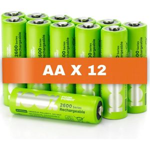 100% Peak Power oplaadbare batterijen AA - NiMH AA batterij mignon 2300 mAh - 12 stuks