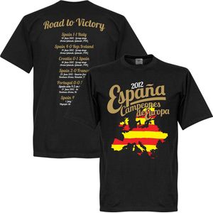 Spanje  Euro 2012 Road To Victory T-Shirt - Zwart - XS