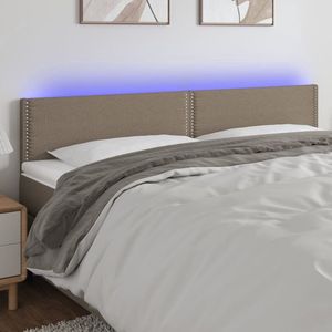 The Living Store Hoofdbord LED 180x5x78/88 cm stof taupe - Hoofd Bord Led - Hoofdbord Met Led - Bedhoofdbord - Led Lamp - Slaap Kamer Decoratie
