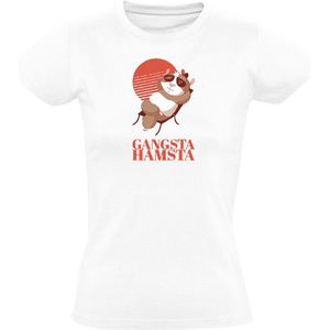 Gangster hamster Dames T-shirt - dieren - relax - huisdier - chill - leven - hip - zonnebril - humor - grappig