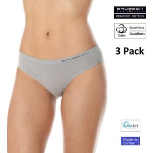 Brubeck Dames Ondergoed Slip Midi - Naadloos Elastisch Katoen 3-Pack - Grijs XXL