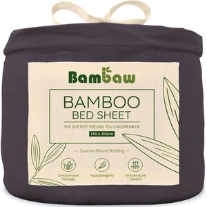 Bamboe Hoeslaken | 2-Persoons Eco Hoeslaken 150cm bij 200cm | Houtskool | Luxe Bamboe Beddengoed | Hypoallergeen Hoeslaken | Puur Bamboe Viscose Rayon Hoeslaken | Ultra-ademende Stof | Bambaw