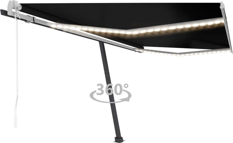 vidaXL - Luifel - automatisch - met - LED - en - windsensor - 450x350 - cm - antraciet