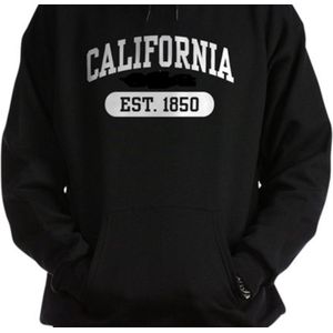 Hoodie -Sweater met Capuchon met Kangoeroezak - Oversized - Unisex - zwarte -California  - Maat M
