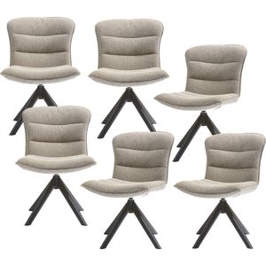 WOOOD draaibare eetkamerstoelen Nika - Polyester - Taupe - Set van 6