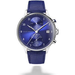 QUIST - Chronograph herenhorloge - zilver - blauwe wijzerplaat - blauwe cordura horlogeband - 41mm