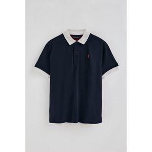 Marineblauwe polo Dareh met korte mouwen en geborduurd Rigby Go-logo