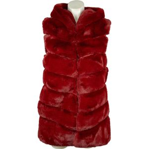 Elegante Dames Faux Fur Bodywarmer met Capuchon – Warm en Zacht - Beschikbaar in 6 stijlvolle kleuren - One Size - Bordeaux