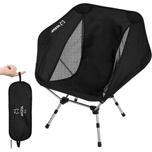 Opvouwbare ultralichte campingstoel - In hoogte verstelbaar - Kleine pakmaat - Draagvermogen 150 kg - Inklapbaar - Met draagtas - Voor outdoor, wandelen en vissen