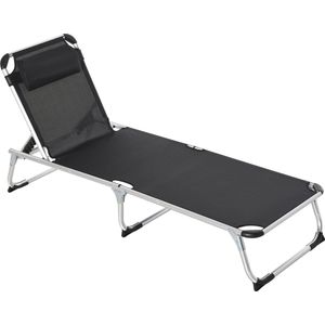 Outsunny Ligstoel aluminium ligstoel met hoofdkussen relax ligstoel 5-voudig verstelbaar inklapbaar 84B-592