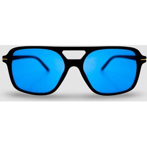Montuurtjevoorjou - Pulse Blue - Zonnebril - Heren en Dames Zonnebril - Rond - Blauwe Lens