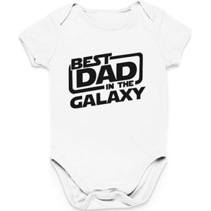 Vaderdag Cadeau - Romper Best Dad In The Galaxy - Maat 56 - Kleur Wit - 100% Katoen