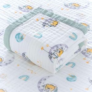 Deken 6-laags knuffeldeken baby katoen 110 x 110 cm mousseline babydeken wikkeldeken zachte deken voor badhanddoek, kinderdeken pasgeborenen unisex (dromenbeer)