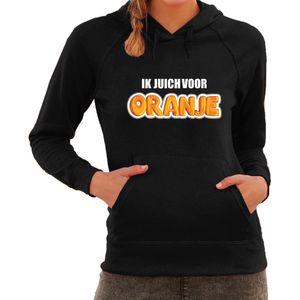 Zwarte fan hoodie voor dames - ik juich voor oranje - Holland / Nederland supporter - EK/ WK hooded sweater / outfit XS