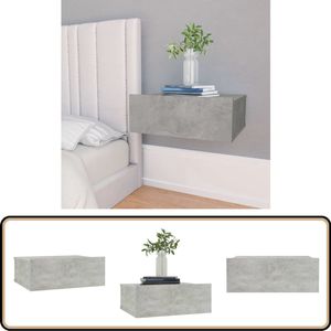 vidaXL Nachtkastje zwevend betongrijs 40cm Zwevend Nachtkastje - Nachtkastje Grijs - Betonlook Meubilair - Compact Nachtkastje - Wandmontage