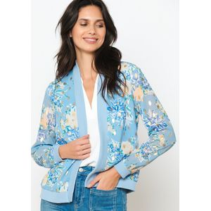 LolaLiza Fluïde jasje met bloemenprint - Light Blue - Maat 40