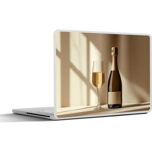 Laptop sticker - 13.3 inch - Champagne - Beige - Schaduw - Bubbels - 31x22,5cm - Laptopstickers - Laptop skin - Cover
