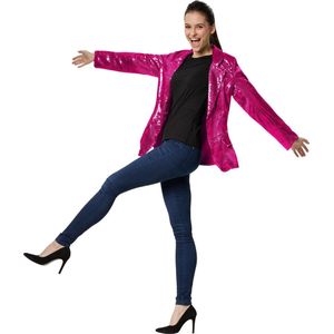 dressforfun - Paillettenjas dames pink L - verkleedkleding kostuum halloween verkleden feestkleding carnavalskleding carnaval feestkledij partykleding - 303878