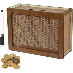 Spaarpot Volwassenen Houten Economische Lens - Digitale Herbruikbare Teller - Vintage Houten Kinderen - Magische 5000 Euro