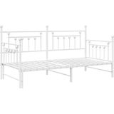 vidaXL - Ligbedframe - met - Uittrekbed - in - Wit - - - 90x190 - cm - Staal
