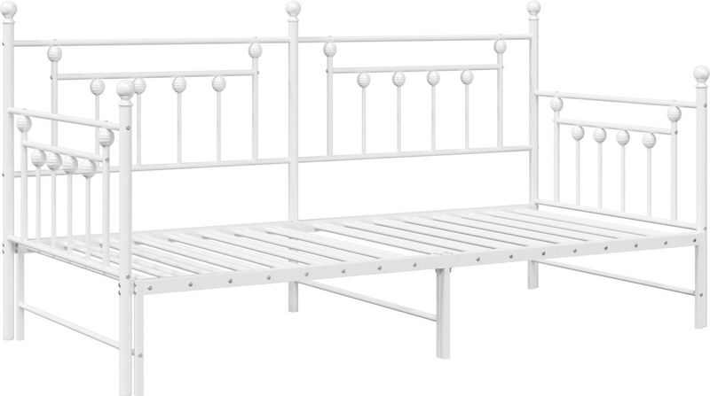 vidaXL - Ligbedframe - met - Uittrekbed - in - Wit - - - 90x190 - cm - Staal