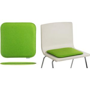 Set van 4 vierkante stoelkussens, vilt, 35 x 35 x 2 cm, groen