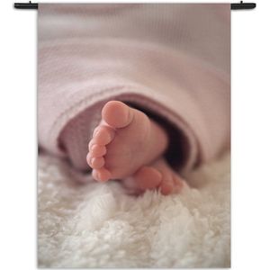 Velours Wandkleed Kindervoet Rechthoek Verticaal - Kinderkamer - Baby cadeau - Babykamer XL (210 X 150 CM) - Wandkleden - Met roedes