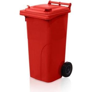 Kunststof Afvalbak 120L Rood Rolcontainer Afvalcontainer Vuilnisbak