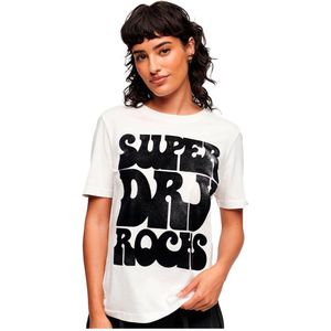 Superdry 70´s Retro Rock Logo Korte Mouwen Ronde Nek T-shirt Wit L Vrouw