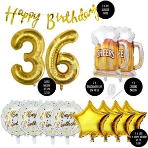 36 Jaar Verjaardag Cijfer ballon Mannen Bier - Feestpakket Snoes Ballonnen Cheers & Beers - Herman