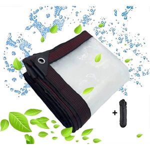Transparant zeil met oogjes, waterdicht afdekzeil, doorzichtig, voor zijpanelen, paviljoen, buiten, tuinmeubelen, tent of tuin, 2 x 2 m