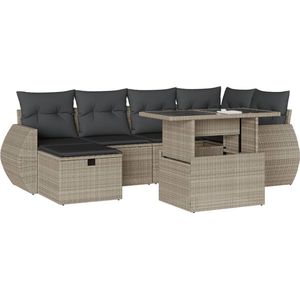 vidaXL Loungeset - 7-delig - Met kussens - Lichtgrijs Loungebank - Tuinmeubles - Lounge Set - Buitendecoratie - Outdoor Living