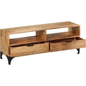 The Living Store TV-meubel Houten - Televisiemeubel - 120 x 35 x 45 cm - Mangohout - Handgemaakt