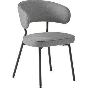 VASAGLE Eetkamerstoelen, set van 2, keukenstoelen, gestoffeerde stoelen, loungestoel, metalen poten, modern, voor eetkamer, keuken, donkergrijs