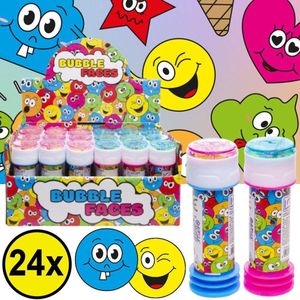 Decopatent® Uitdeelcadeaus 24 STUKS Vrolijke Smiley Bellenblaas - Traktatie Uitdeelcadeautjes voor kinderen - Klein Speelgoed