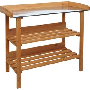 Plantentafel MCW-O14, tuintafel bloementafel plantenrek, buitenhout spar MVG-gecertificeerd, 86x92x41cm ~ natuur