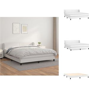 vidaXL Boxspringbed - Kunstleer - Pocketvering - 180x200 - Wit - Bed