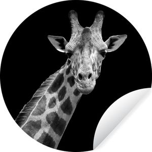 Wallcircle - Behangcirkel - Zelfklevend behang - Giraffe - Zwart - Wit - ⌀ 140 cm - Behangcirkel kinderkamer - Behangsticker - Slaapkamer