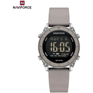 NAVIFORCE horloge met grijze siliconen polsband, zwarte wijzerplaat en grijze horlogekast voor jongens en meisjes met stijl ( model 7108 SGY )