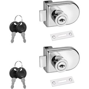 Zinklegering Geen boor glazen deurslot Zinklegering Sieradenkast Glazen slot Enkele deur Glazen deurslot 2 sleutels voor 5 - 8mm/0,21-0,31 inch glazen deur, enkele deur glazen deurslot (zilver 2 st)Stijl B