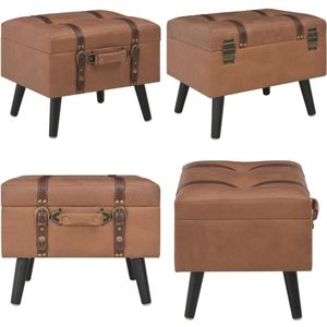 vidaXL Opbergkruk 40 cm kunstleer bruin - Kruk - Krukken - Kunstleren Kruk - Kunstleren Krukken