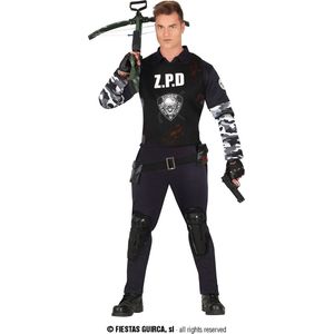 Guirca - Politie & Detective Kostuum - Zpd Zombie Police Department Security - Man - Zwart - Maat 52-54 - Halloween - Verkleedkleding