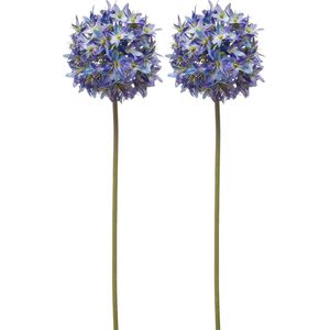 Emerald Allium/Sierui kunstbloem - 2x - losse steel - blauw - 60 cm - Natuurlijke uitstraling