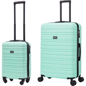 BlockTravel kofferset 2 delig ABS ruimbagage en handbagage 29 en 95 liter - inbouw TSA slot - mint groen