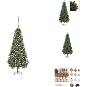 vidaXL Kerstboom Groen 210 cm - Levensecht - LED Verlicht - Inclusief Standaard - Decoratie - Decoratieve kerstboom