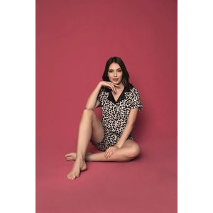 Sophia Mila Dames Luxe Pyjama | 2-delige Set | Korte Mouwen | Pyama Dames | Blouse Volwassenen | Korte mouw | Korte broek | Katoen | Pyjama Dames | Maat S