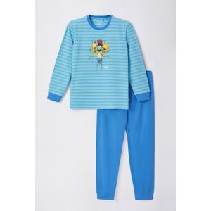 Woody pyjama jongens - blauw fijn gestreept - Maya de Bij - 221-1-CPA-Z/928 - maat 128