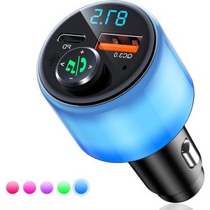 Bluetooth FM-zender voor auto met dual-poort PD 30 W + QC 3.0 snel opladen handsfree - Volledige helderheid auto-adapter fm transmitter