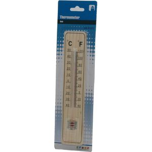 Binnen/buiten thermometer hout 21 x 4 cm - Binnen/buitenthermometers