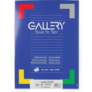 Gallery witte etiketten ft 66 x 33,9 mm (b x h), ronde hoeken, doos van 2.400 etiketten